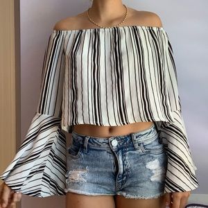 Striped off the shoulder top
